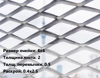 Сетка ЦПВС 6х6 s=2 0.5 Раскрой: 0.4х2.5